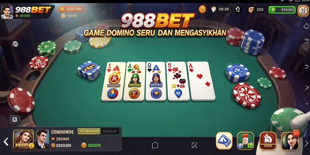 Screenshot utama 988BET menunjukkan antarmuka permainan domino yang menarik.