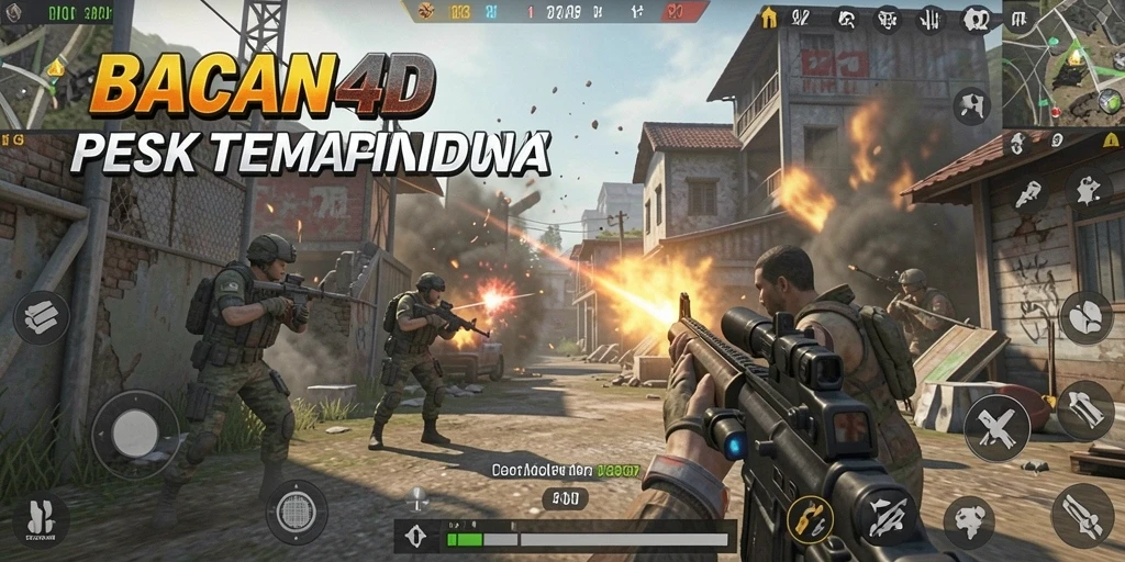 Screenshot utama BACAN4D menampilkan aksi seru gameplay FPS.
