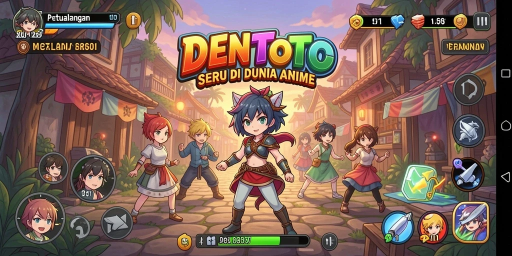 Screenshot DENTOTO menampilkan aksi karakter Anime yang mendebarkan.