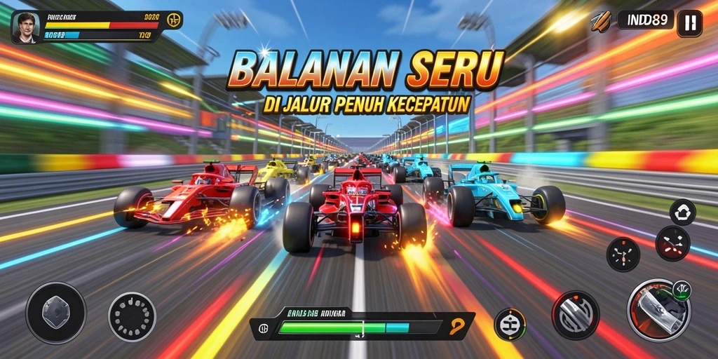 Tampilan gameplay IND89 yang mendebarkan saat balapan di trek penuh tantangan.