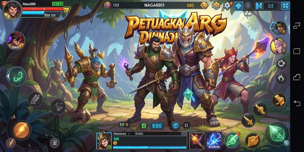 Tangkapan layar gameplay NAGA889 menunjukkan pertarungan epik dan karakter yang keren.
