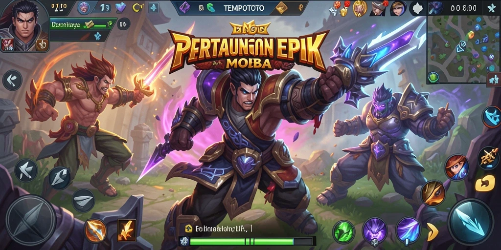 Tampilan aksi seru dalam permainan MOBA TEMPOTOTO.