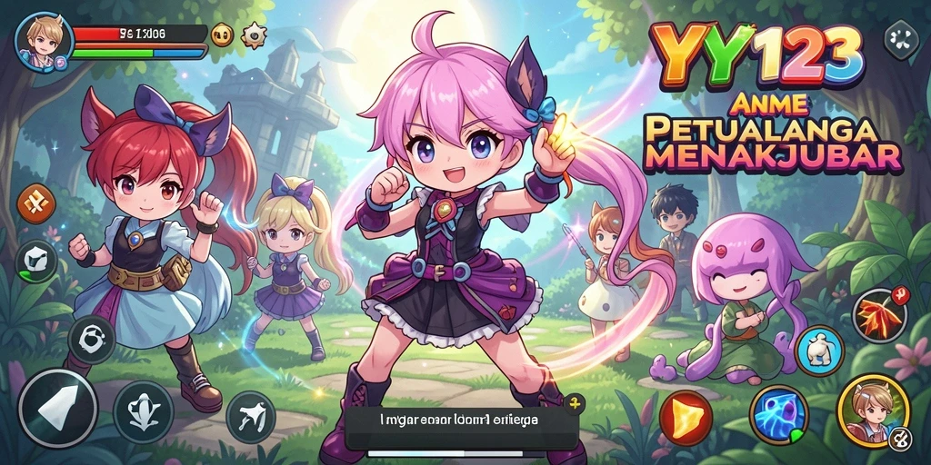 Tampilan gameplay YY123 yang penuh aksi dan warna.